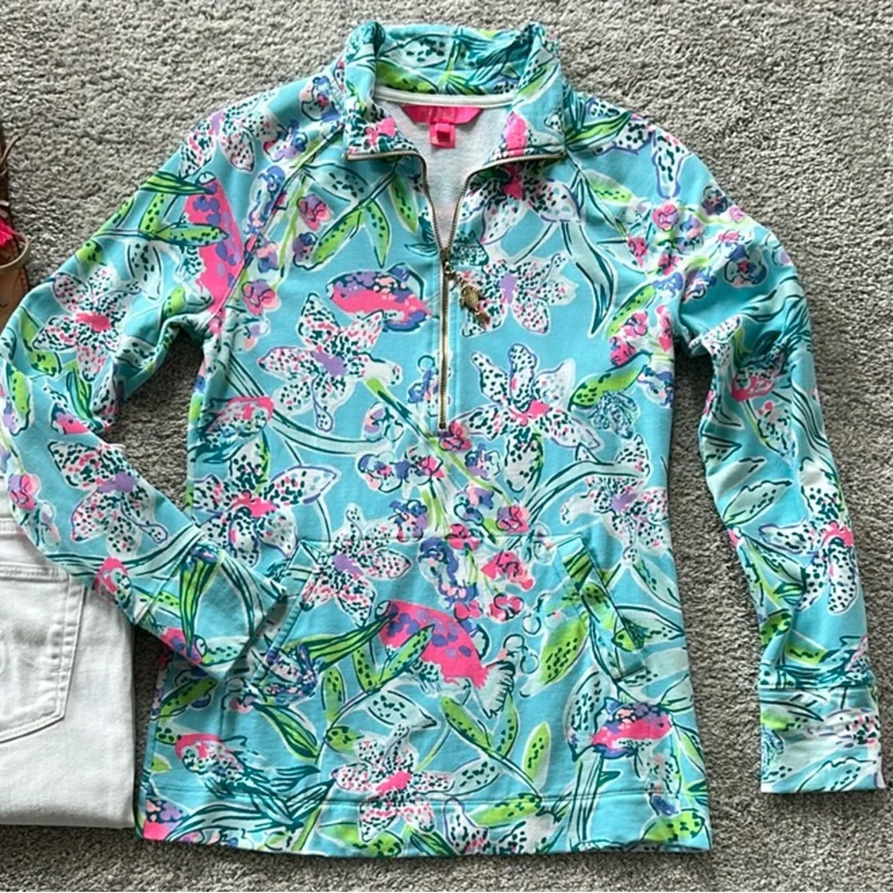 Lilly Pulitzer UPF 50+ Skipper Popover Bali Blue Sway This Way - Picture 5 of 9